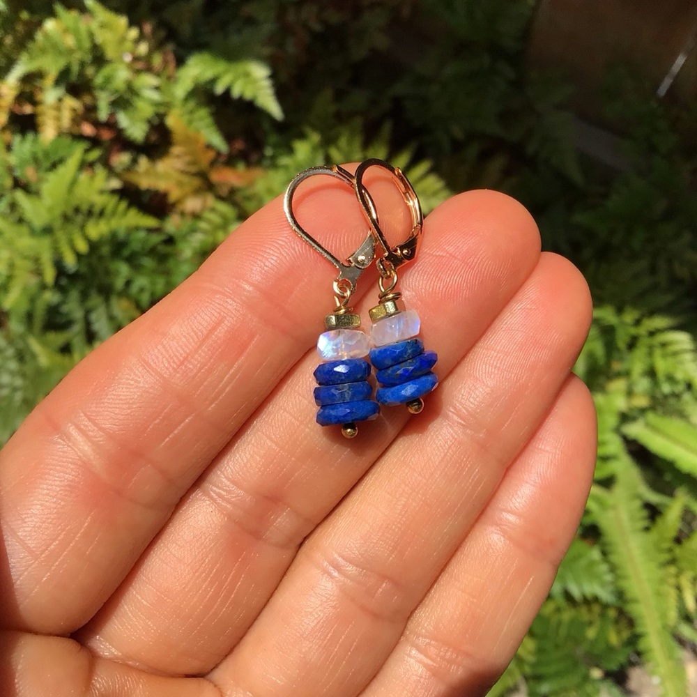 Lapis Moonstone Sundance Charm Earrings - Picture 8 of 9